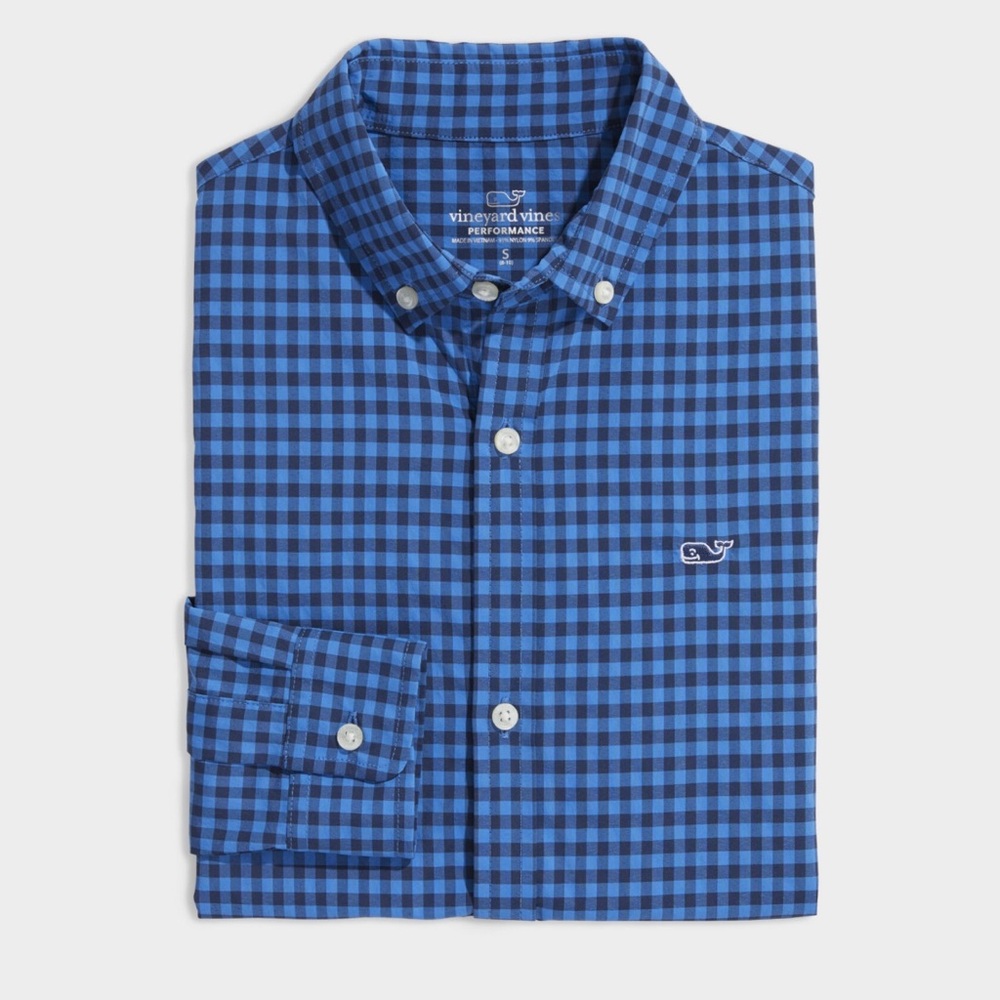 Vineyard Vines Boys On the Go Lightweight Performance Gingham Shirt